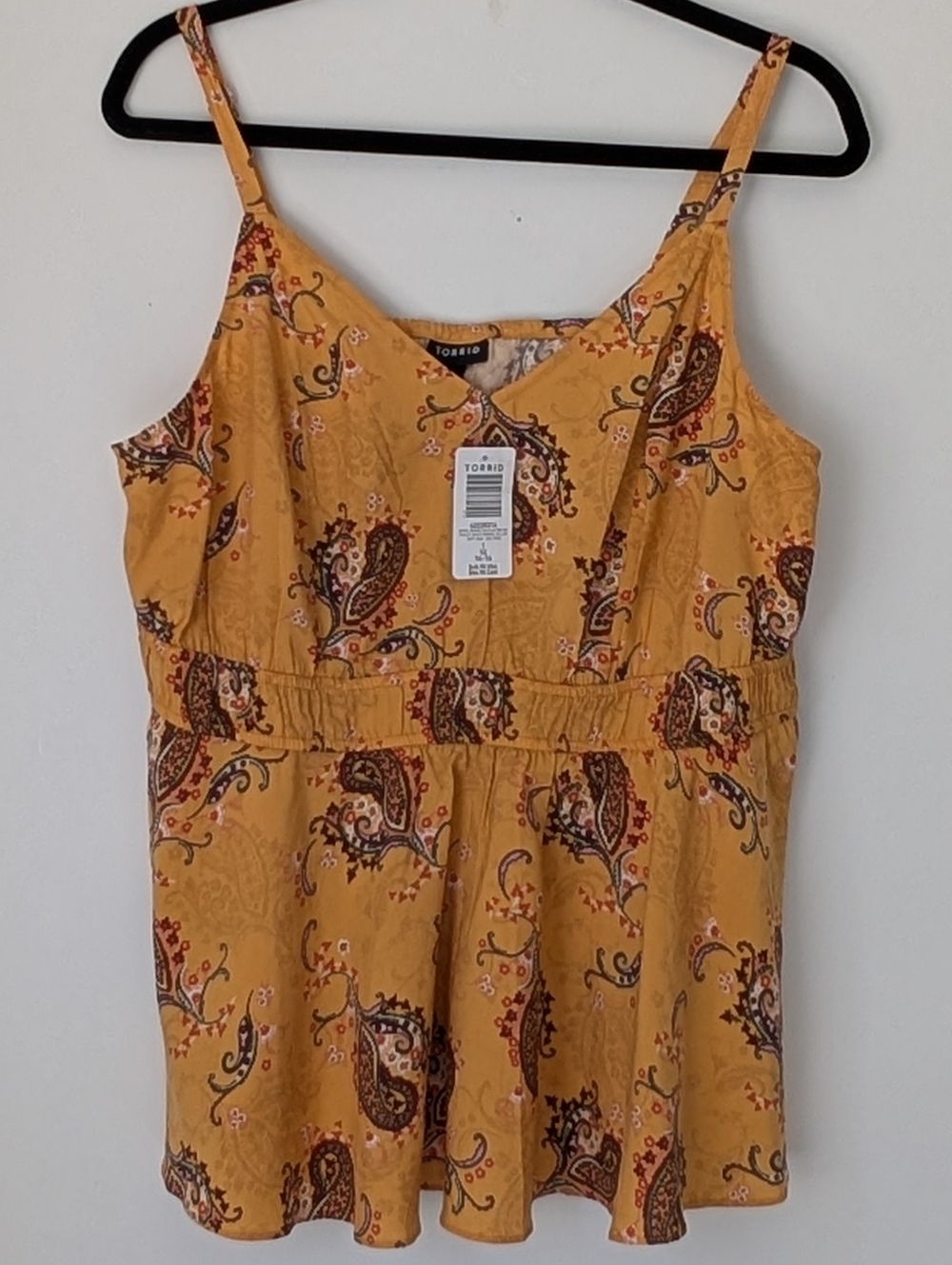 Torrid Yellow Paisley Spaghetti-Strap Baby-doll Camisole